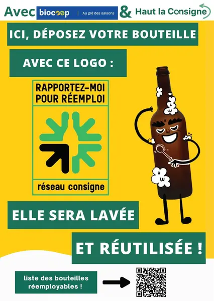 Déposez vos bouteilles en verre en magasin !